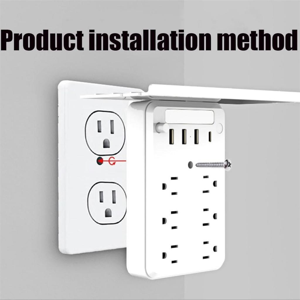 Wall Extender With Shelf Night USB Ports, 2025 New Wall Extender With Shelf Night, 9-in-1 Extended With Surge Protector For Next To Bed,Off