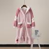 Women's Snow White Long Coral Fleece Pajama Set - Autumn/Winter Flannel Robe & Nightgown with Parent-Child Style