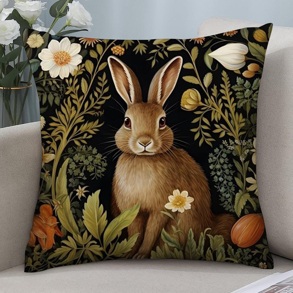 Rabbit Retro Decorative Pillow Case Short Plush Sofa Decorative Gift Home Double-sided Printing Cushion