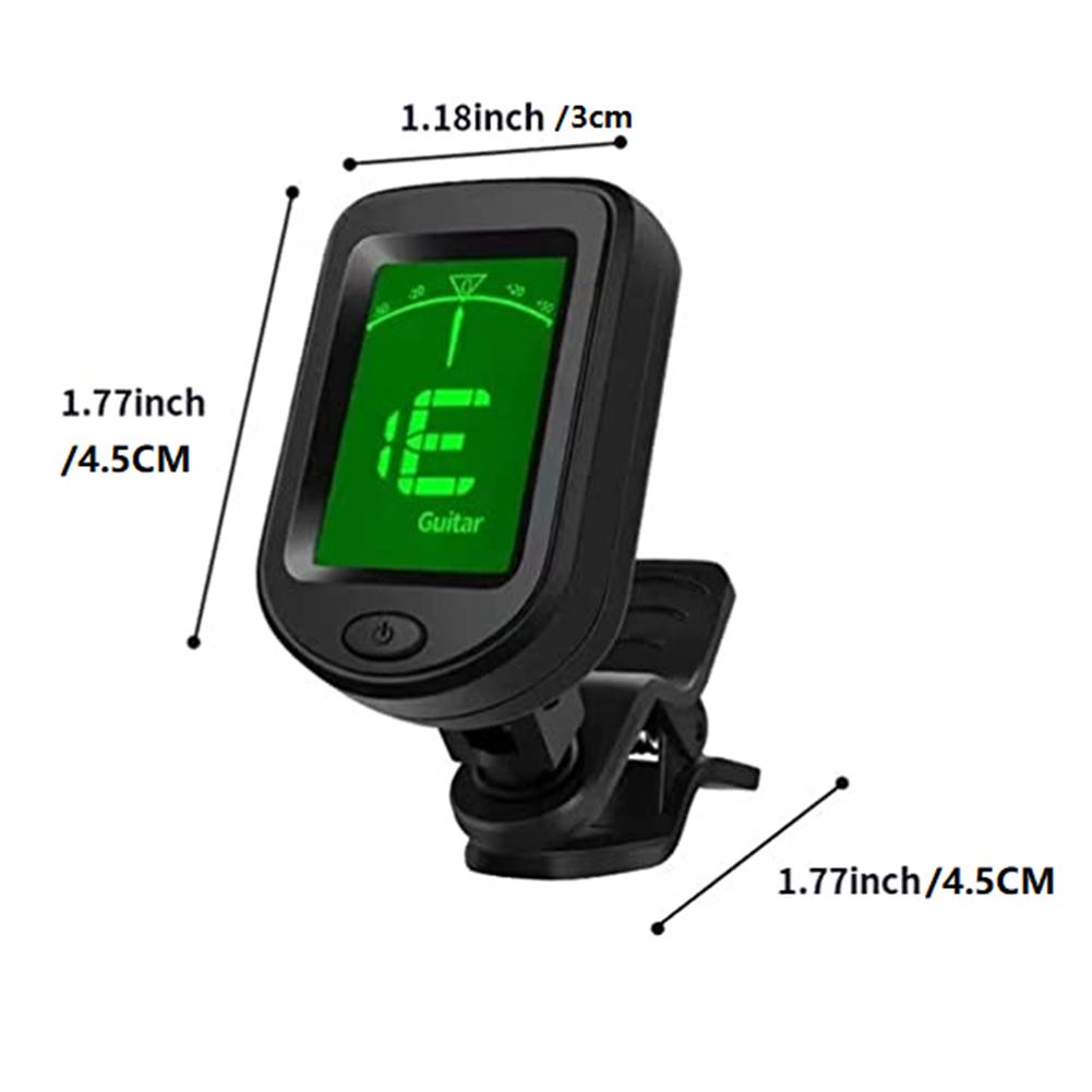 LCD Display Guitar Tuner 3V Button Battery Clip-On Tuner Chromatic Tuner for Guitar/Bass/Violin/Ukulele Chromatic Tuning Modes