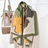 Trendy plant flower printing beard large square scarf niche fashion thin silk scarf