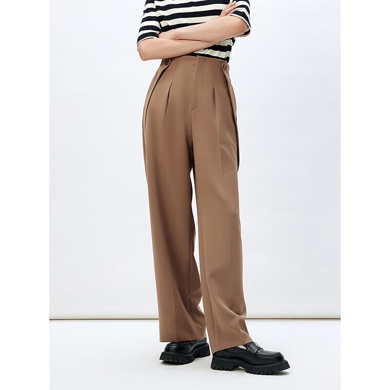 

PEACEBIRD Women s Pleated Wide-Leg Casual Pants M