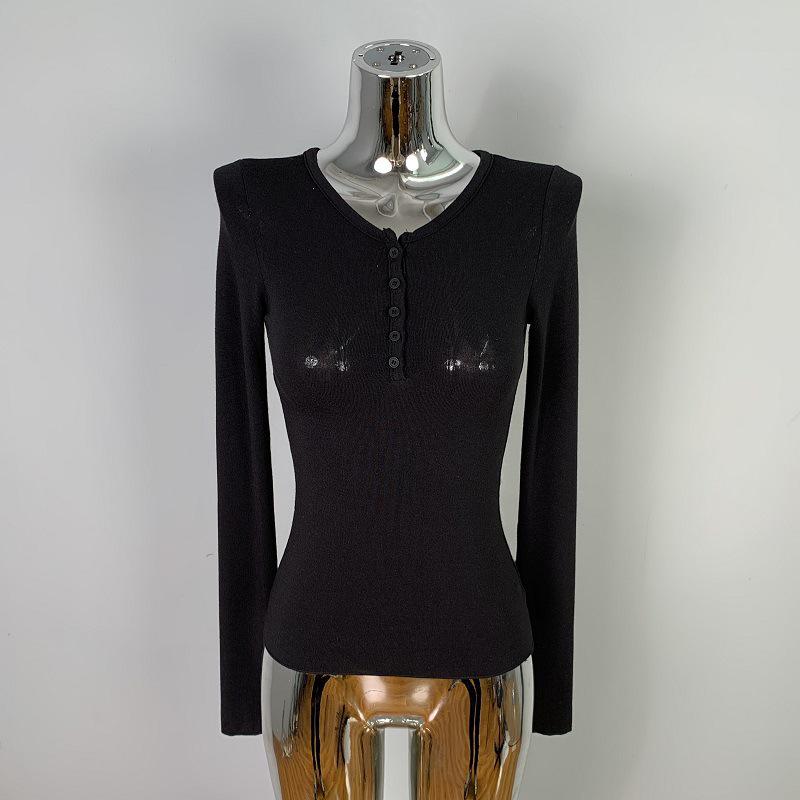 Korean Dongdaemun Slimming Sheer Bust-Enhancing Long-Sleeve Top