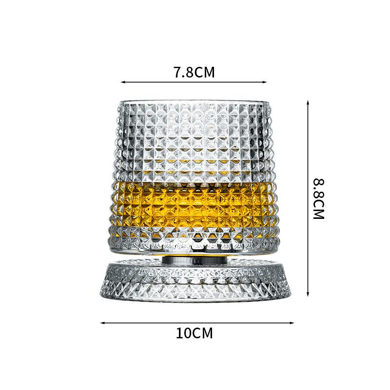 360° Rotatable Spinning Crystal Whiskey Tumbler Stress Relief Old Fashioned Glass for Scotch Spirits 280ml Crystal Whiskey Glass