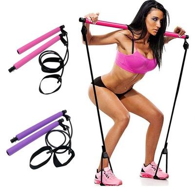 Nou set de bare de fitness sport Pilates Stick de antrenament de gimnastică Kit de bară de exerciții pentru Pilates cu bandă de rezistență Extractor pentru culturism Corda de yoga