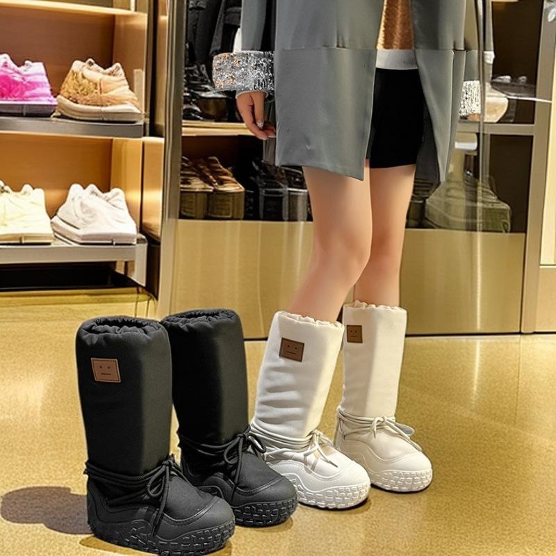 Big Northeast Explosion Smiley Face Snow Boots 2025 Winter Tall Tube Niche Thick-soled Fat Bread Cotton Shoes Long Boots Women