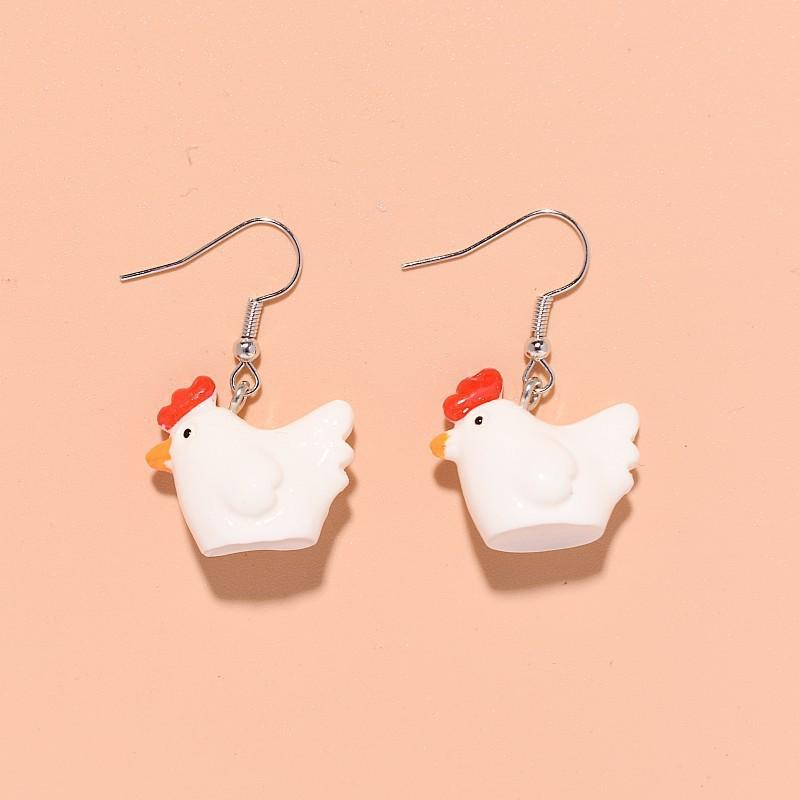 Cute Cartoon Chick Earrings , Resin Animal Drop Earrings , Novelty Funny Chick Earrings for Women , Simple Style