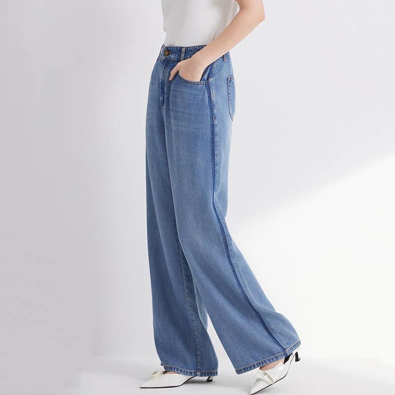 JESSIE Tencel Wide-Leg Denim Pants L