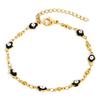 304 Stainless Steel Religious Bracelets Gold Color Hamsa Symbol Hand Evil Eye Double-sided Enamel Bracelet 18cm Long, 1 Piece