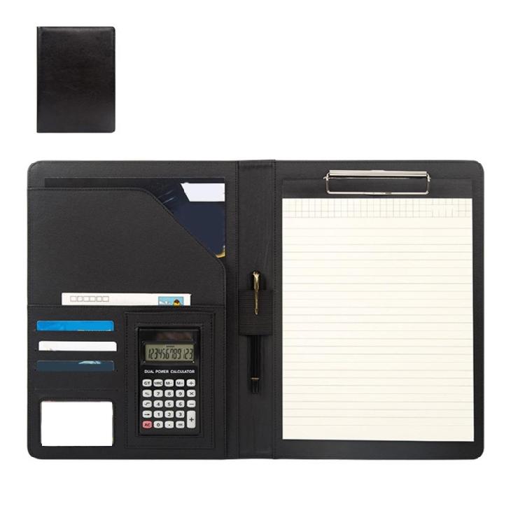 PU Leather Conference Folder with Clipboard Multiple Pocket Card Pocket Pen Slot Clipboard Business Document File Folder