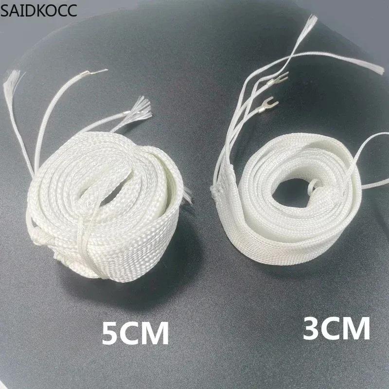 SAIDKOCC 3/5cm Šířka Topná Páska 220V 500 ℃ Skleněné Vlákno Vysokoteplotní Izolační Páska Praktické Vytápění Ventilů a Nádob