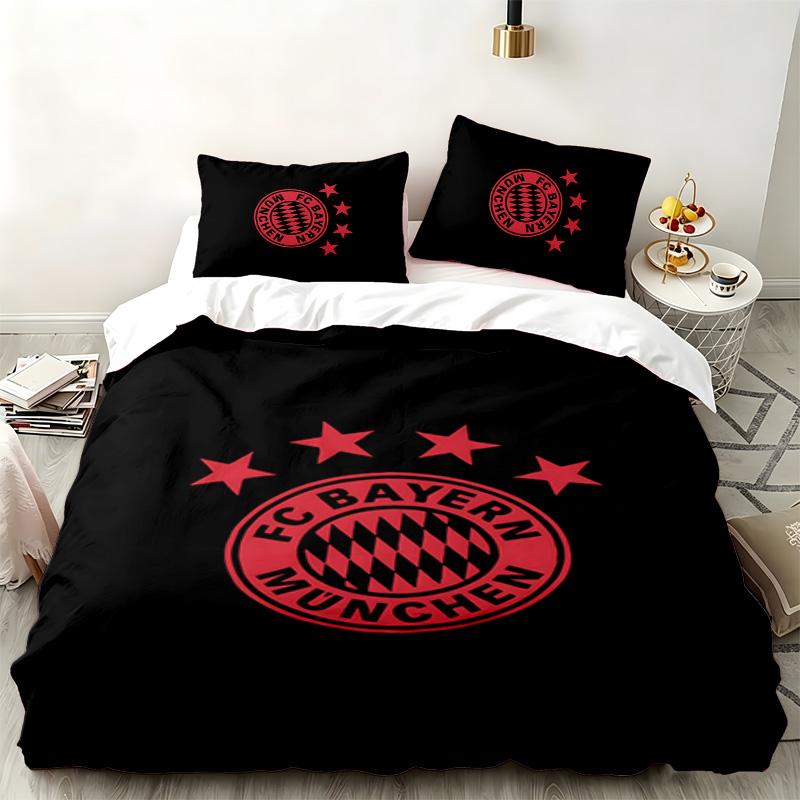 Set da 3 pezzi FC Bayern Monaco Perfetto per la camera da letto Set di biancheria da letto confortevole include una federa per piumone e due federe Ideale come regalo di compleanno o di Natale