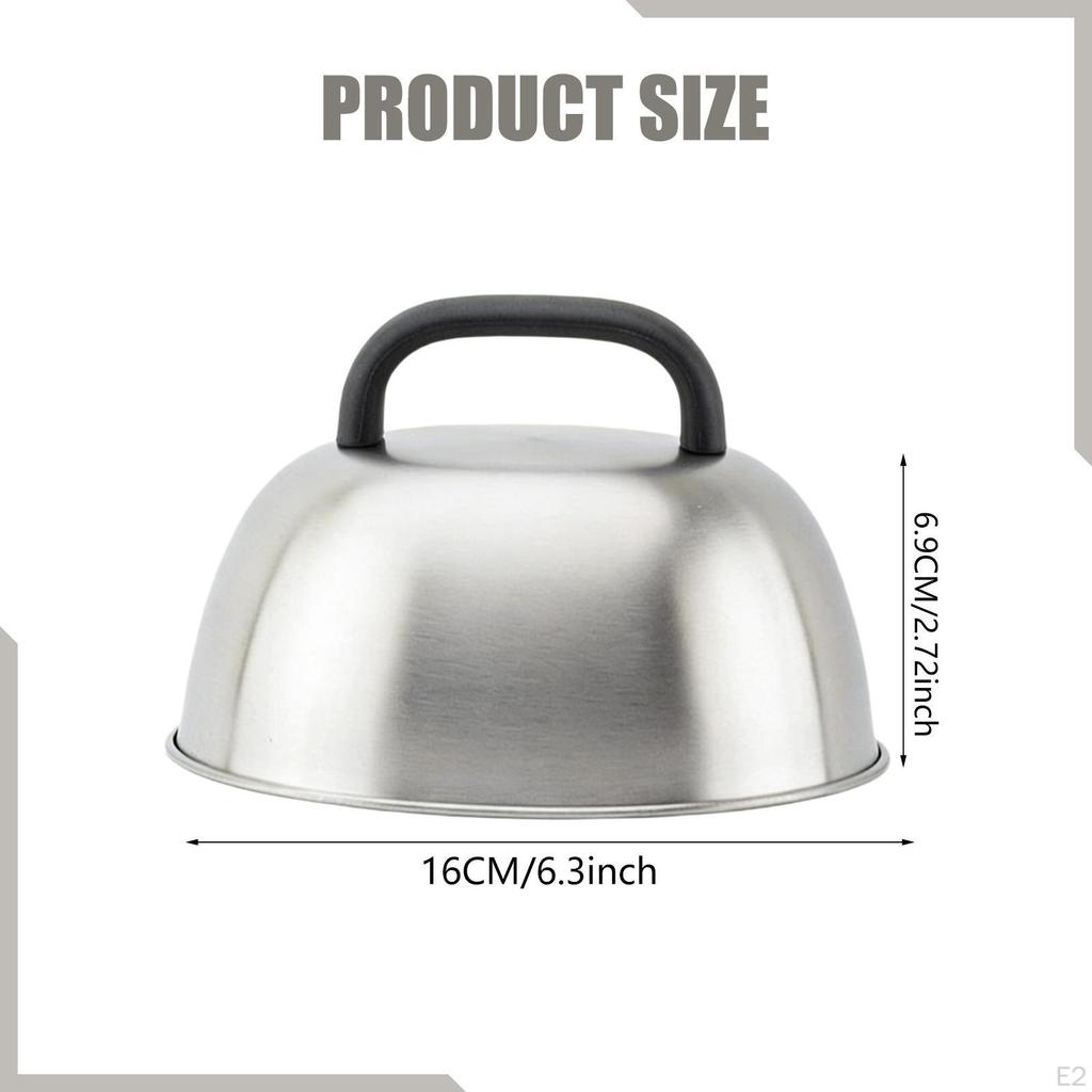 Burger Cover Basting Cover, 16cm Sturdy Grill Lid, Cheese Melting Dome, Stainless Steel for Barbecue