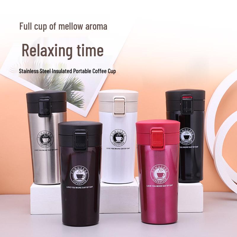 Erste Generation Edelstahl doppelwandig isolierter Kaffeebecher für das Auto - Tragbares Pop-up-Design