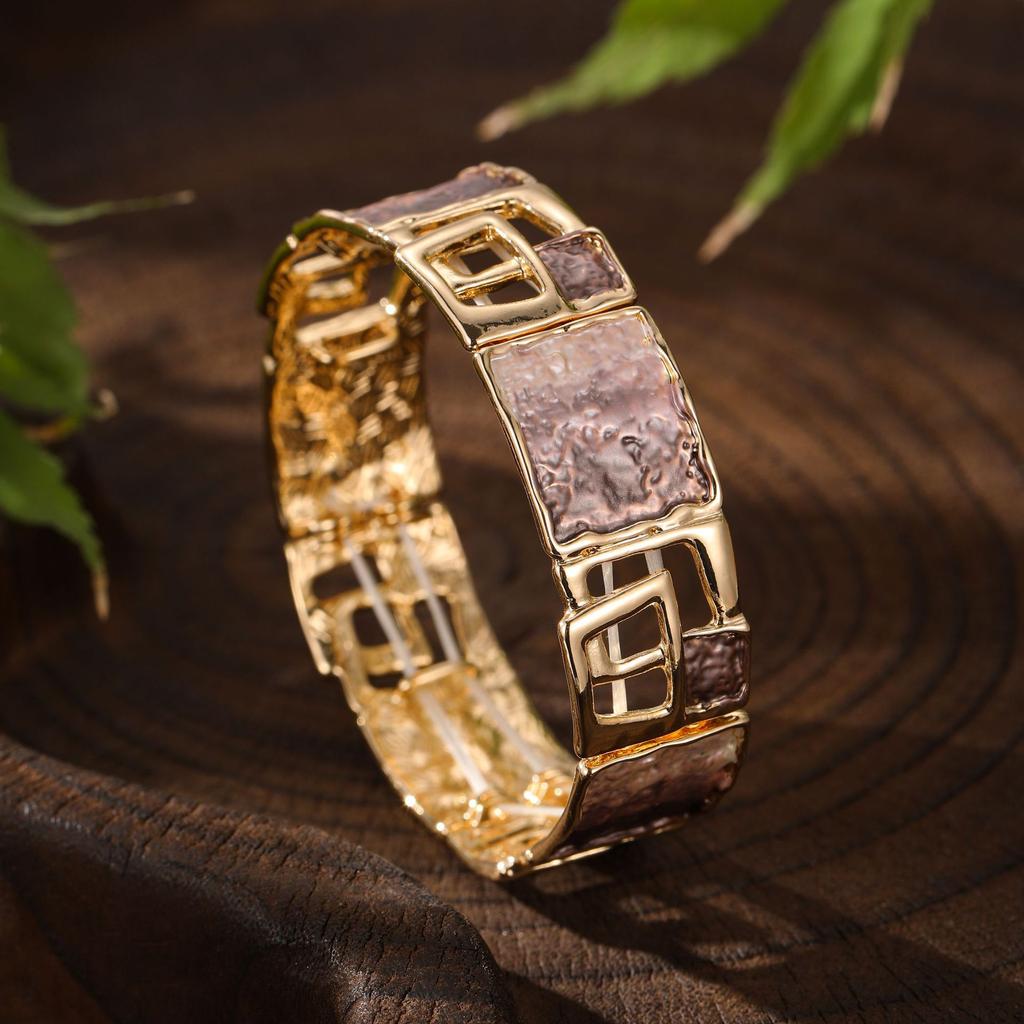 Damen-Armband mit Farbverlauf, quadratisch, geometrisch, elastisch