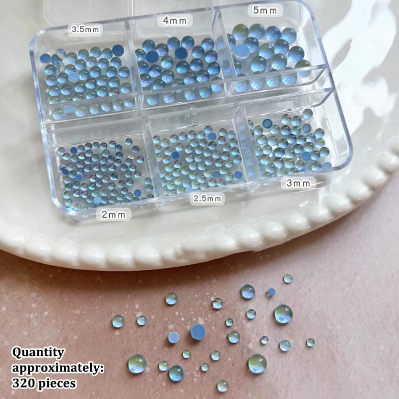 Colorful Mermaid Bubble Bead Half Round Flat Bottom Shiny Aurora Size Mixed Candy Color Nail Art Accessories Decoration Manicure