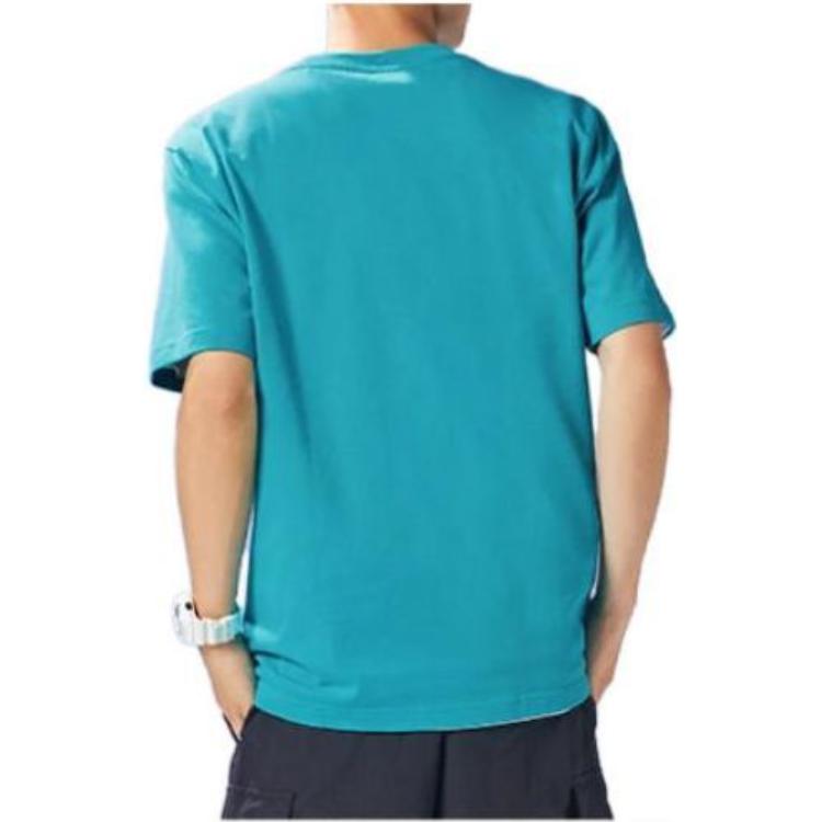 Li Ning Sports Basketball Collection T Shirts Men's Kingfisher Green Crew Neck Moderate Straight Fit AHSR909-3