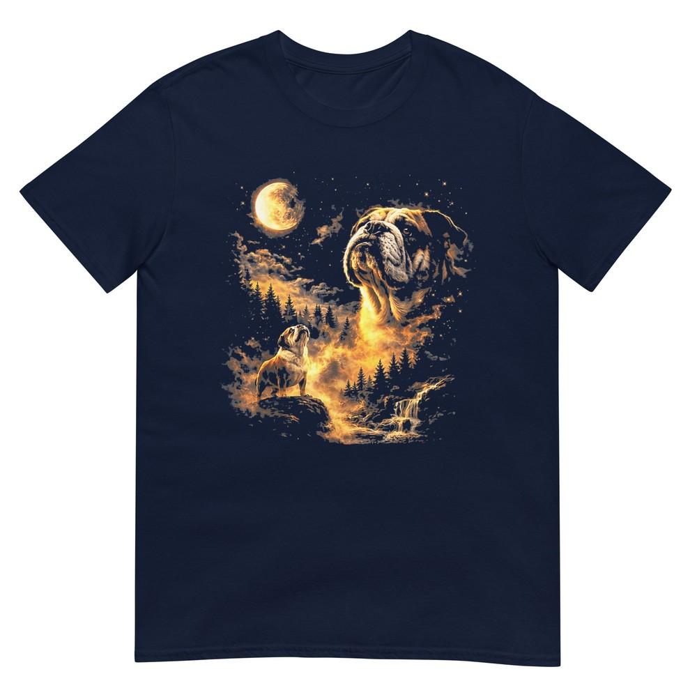 Bulldog Howling To The Moon Vintage 90s Funny Dog Graphic TShirt S