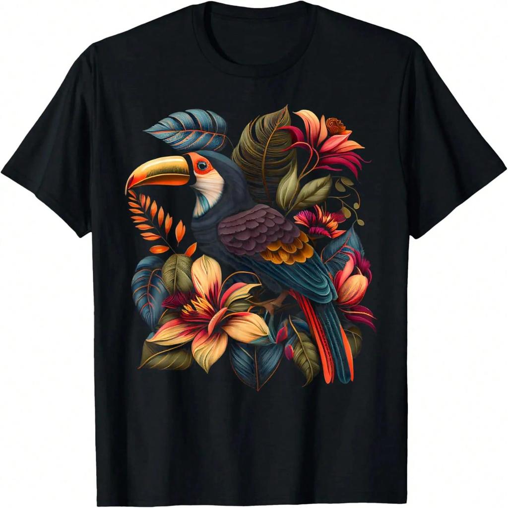 Maglietta Grafica Carina Uccello del Paradiso Tropicale Fiori Paisley