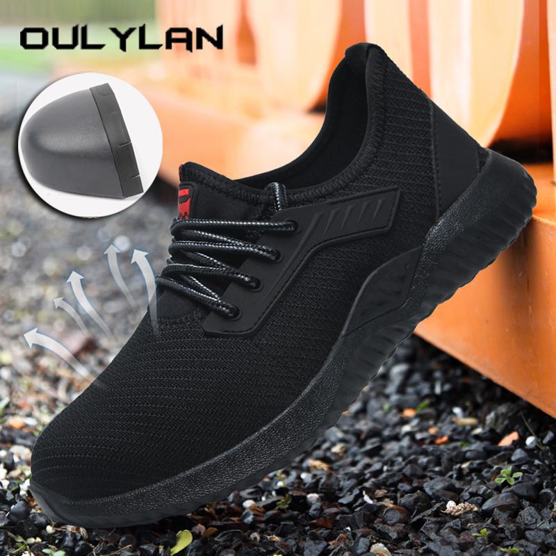 Oulylan Lace Up Breathable Safety Boots Anti Puncture Soft Soled Work Shoes Anti Slip Wear Resistant Protective Footwear For Men