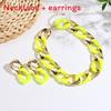 Female Resin Fluorescent Necklace And Earrings Jewelry Set With Electroplated Finish Autumn For