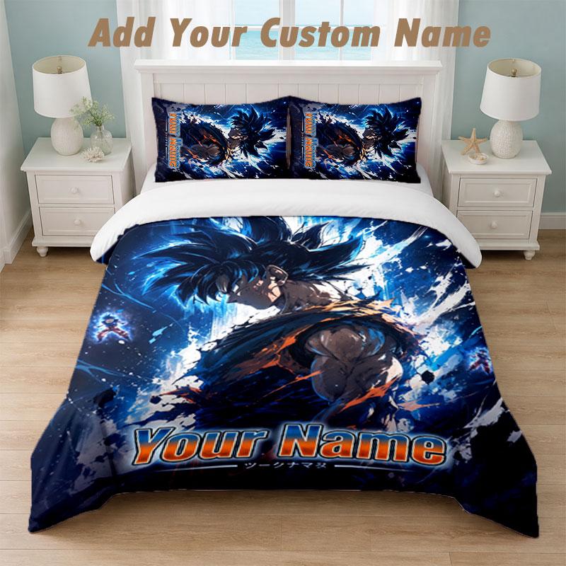 Bedding Set 1 Duvet Cover 2 Pillowcases Dragon Ball Print Soft Bed Linen Bedroom Decor