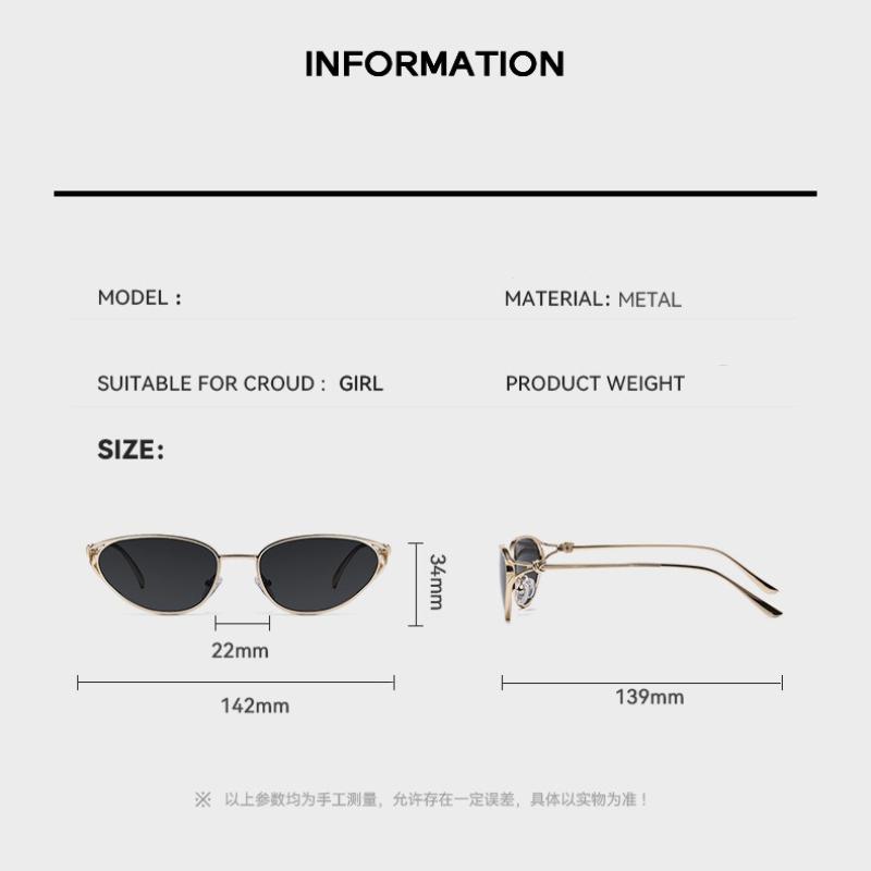 2026 New Metal Cat-Eye Frame Sunglasses for Women UV400 Outdoor Travel UV-Protective Eyewear Trendy Street Style Shades