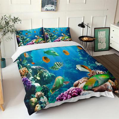 Ozean Bettbezug Set Blaues Meer Fische 3D Gedruckt Kinder Bettwäsche Set Queen King Nordisch Ozean Landschaft Weiche Polyester Bettdeckenbezug