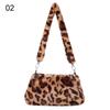 Women Leopard Print Plush Shoulder Bag Fashion Casual Underarm Crossbody Messenger Purse