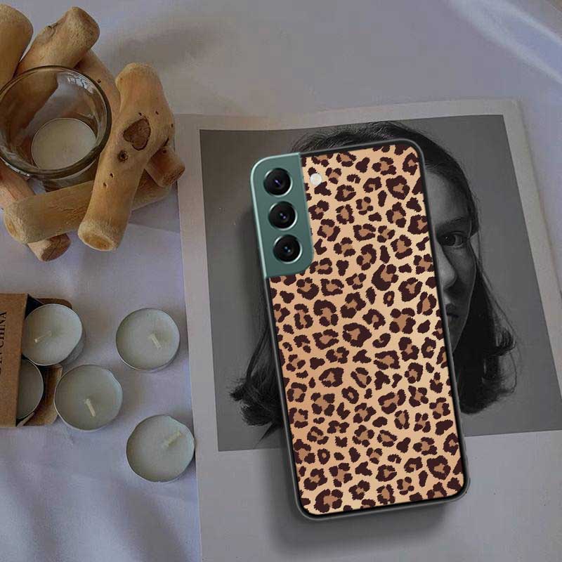 Leopard Print Pink Phone Case For Samsung Galaxy S22 S25 Ultra S21 S10 Plus S26 Edge S20 S23 S24 FE Cover Silicone Soft TPU
