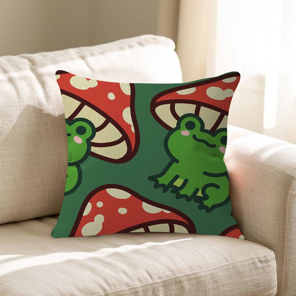 Cartoon Frog Mushroom Pillowcase Toon Gift Cushion Cover Bedroom Home Sofa Chair Seat Decor Pillow Case
