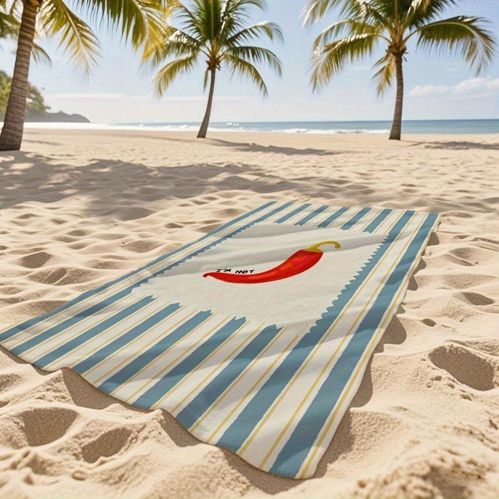 1pc Retro Chili Pepper Beach Towel - Soft, Ultra-Fine Fiber, Quick-Dry Bath Mat with "I'm Hot" Design, Perfect for Beach, Bathro