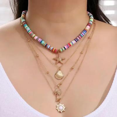 Bohemia Gold Color Multiple Styles Necklace for Women Trendy Multi-Layer Crystal Pendant Necklaces Set Fashion Jewelry Gifts