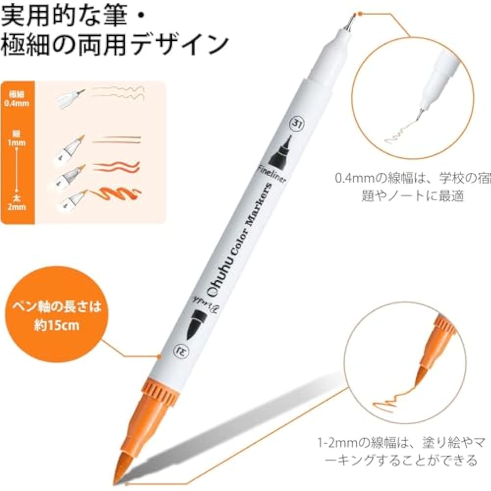 Ohuhu Illustration Pens, 60 Colors, Ultra Fine Art Marker Pens, Water-based Pens, Watercolor Pens...