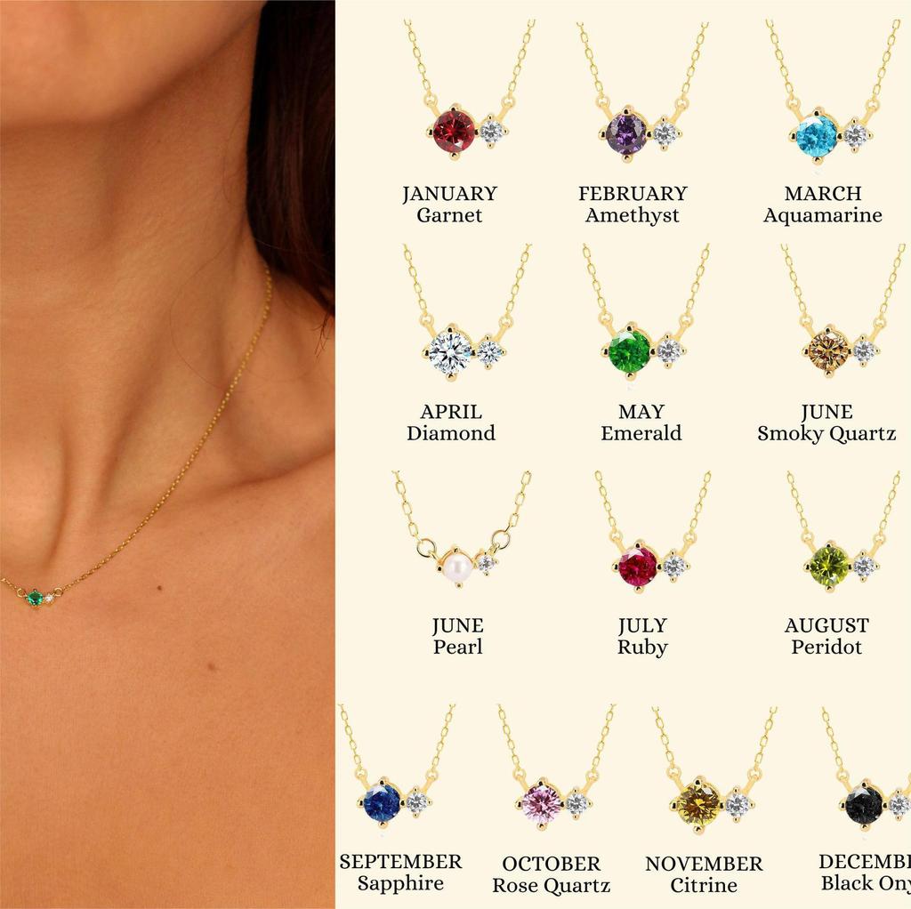 12 Birthstones Zodiac Cubic Zirconia Retro Necklace - 18K Gold-Plated Stainless Steel Clavicle Chain