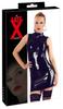 LATE X - Black Latex Mini Dress With Small Collar L