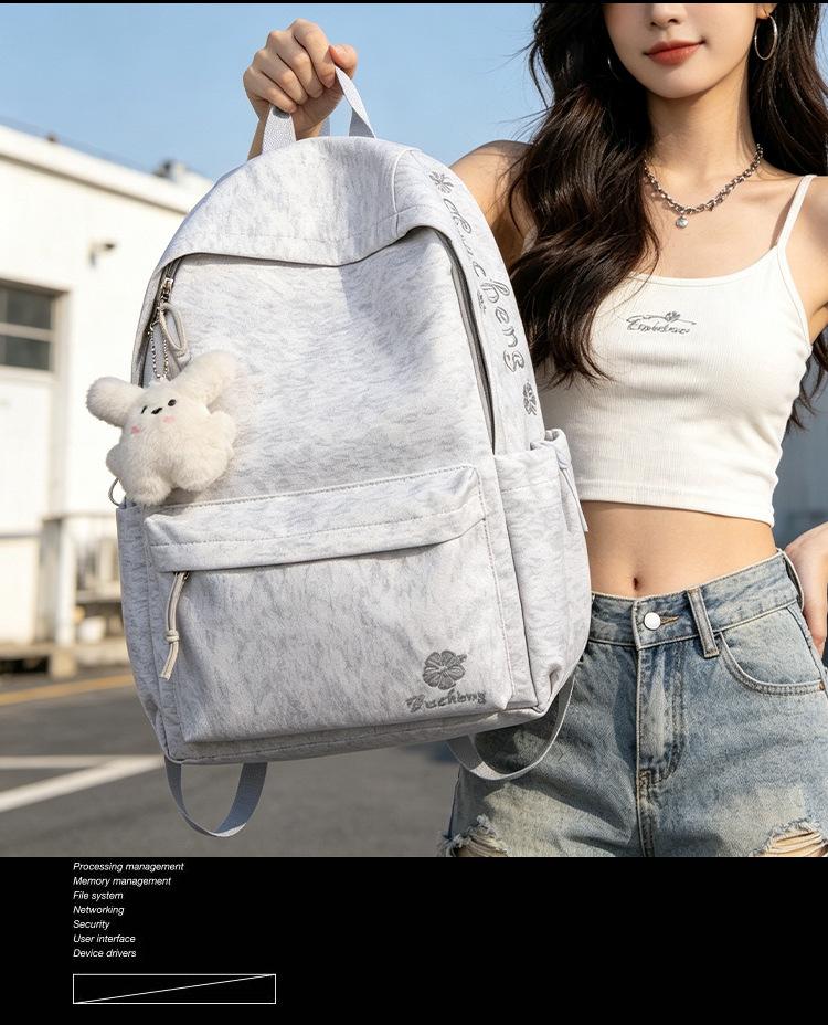 Schoolbag embroidered letters Korean version versatile casual simple backpack niche design sense backpack large capacity schoolbag high value