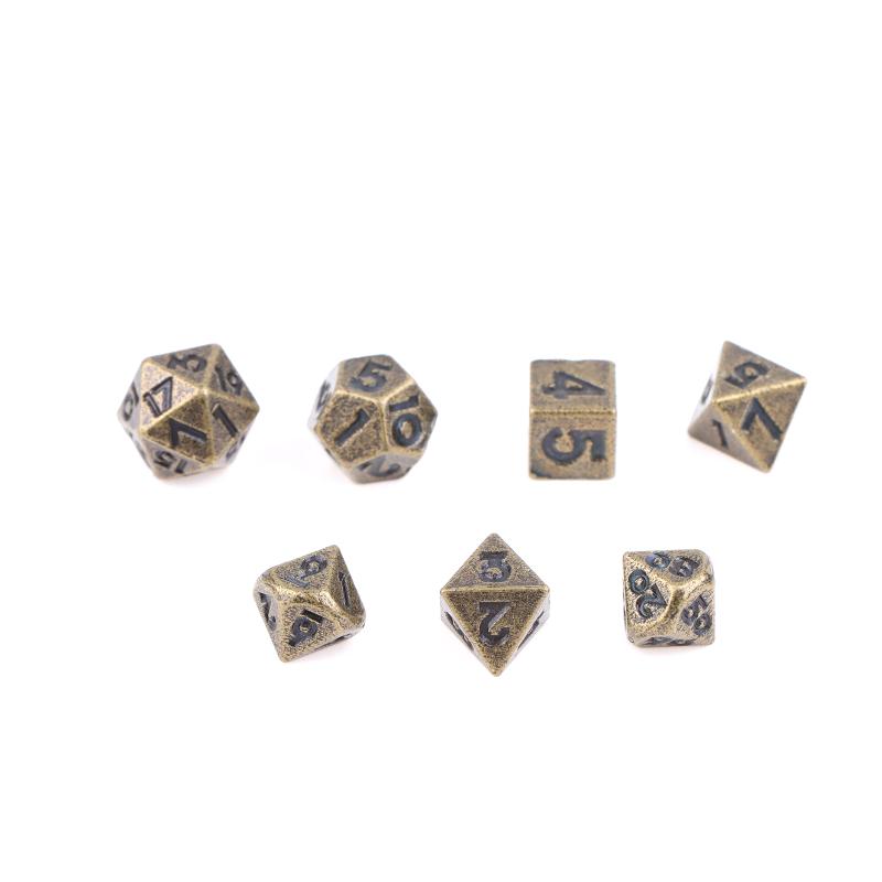 7Pcs/Set Metal Mini Archaized Board Game Dice Set Polyhedral Table Game Dice Role-Playing Dice For Role Playing Games