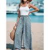 Summer Women's Fashion Floral Print Long Wide Leg Pants  Elastic Waist Haren Pants Casual Pants Haren Pants