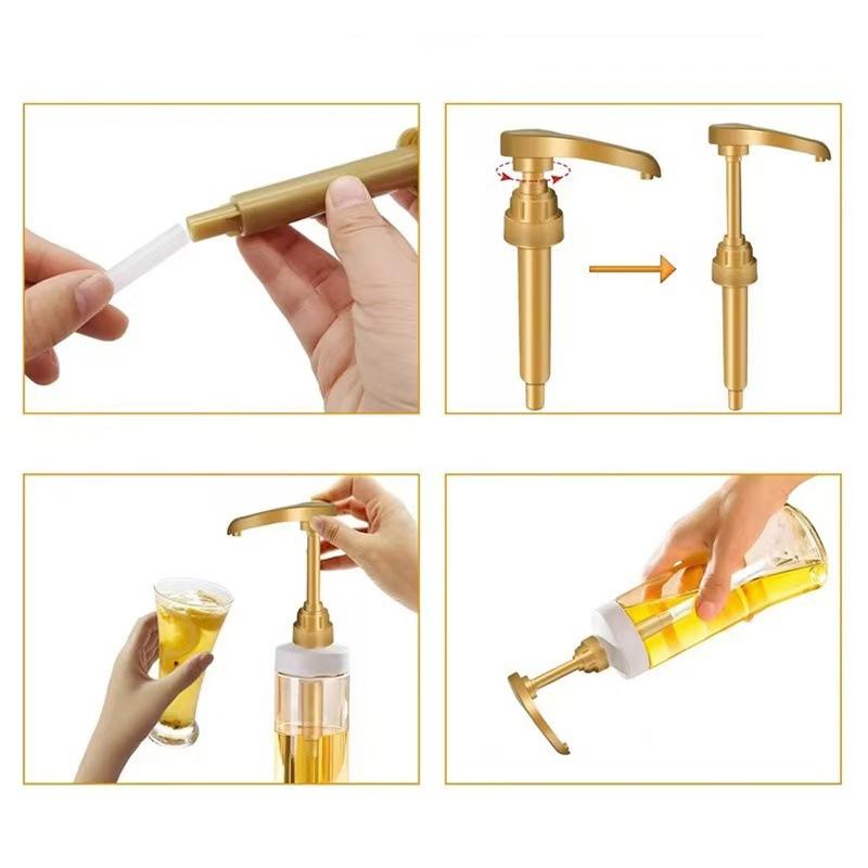 6Pcs Gold Coffee Syrup Pump Dispenser Long Spout No Drip Design for Coffee Milk Tea Home Office Party