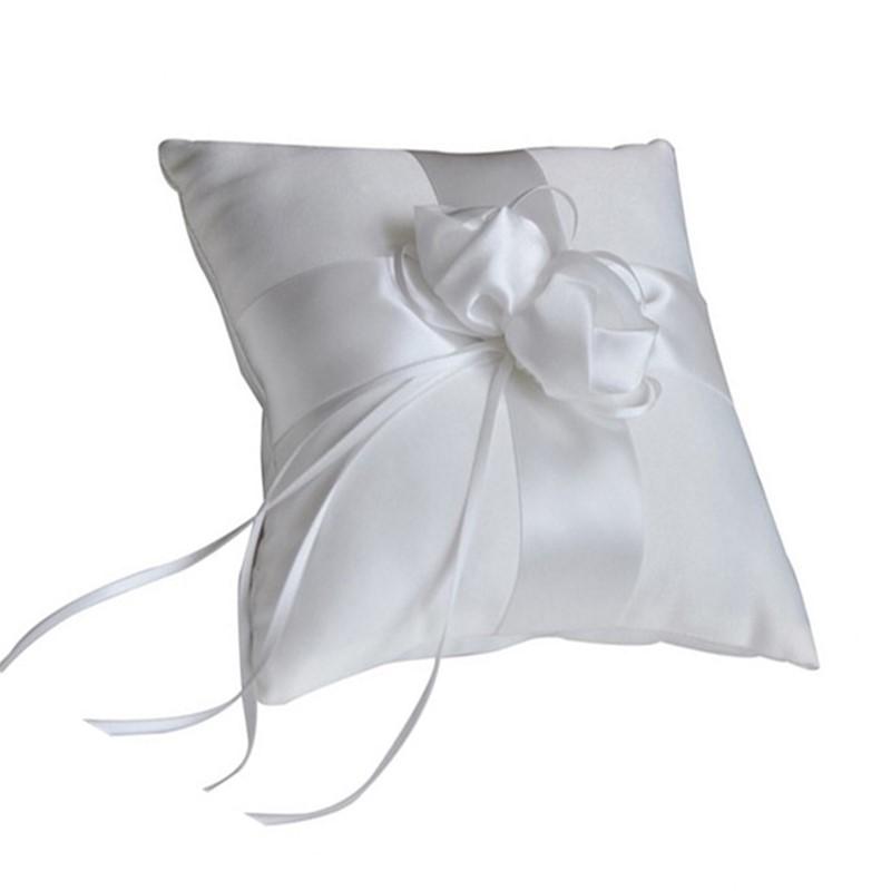 

Двойной бант из лент и жемчужин, романтическая подушка для колец, свадебная церемония, карманная подушка для колец, подставка для подушки с украшением из лент 15X15CM