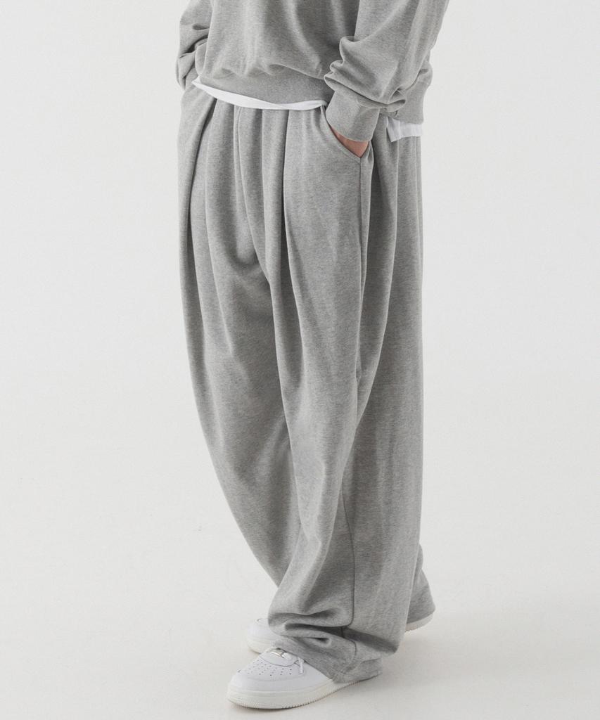 PIANER Pleated Deep Wide Sweatpants (Melange)