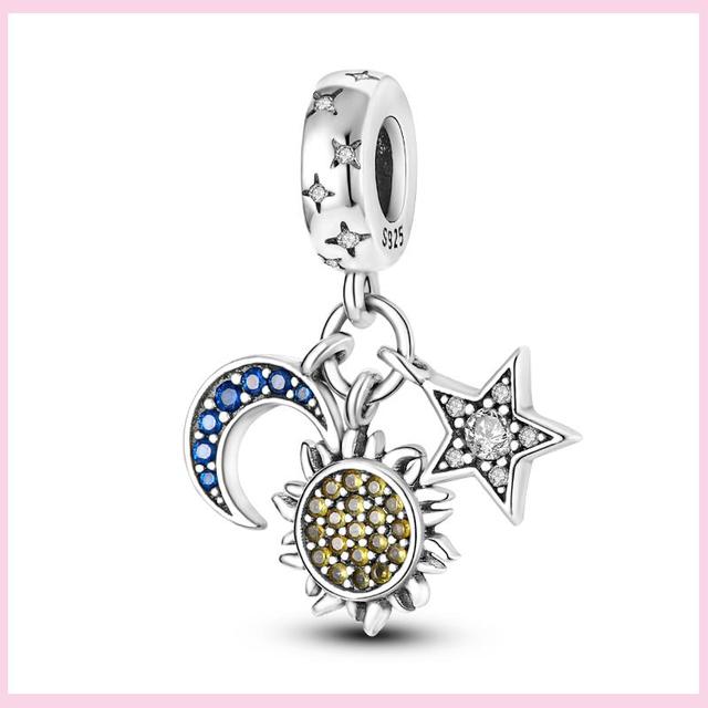 925 Silver Green Color Charms Temperament Cactus Avocado Charm Four Leaf Bead For Bracelet Jewelry Making