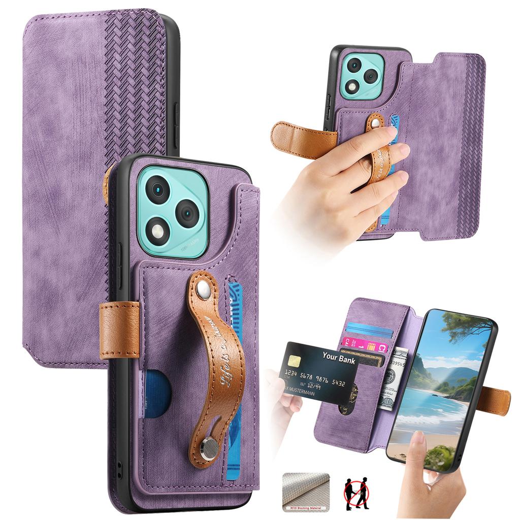 For Honor 400 Lite Case Wallet Retro Leather Phone Cover with Wristband Kickstand