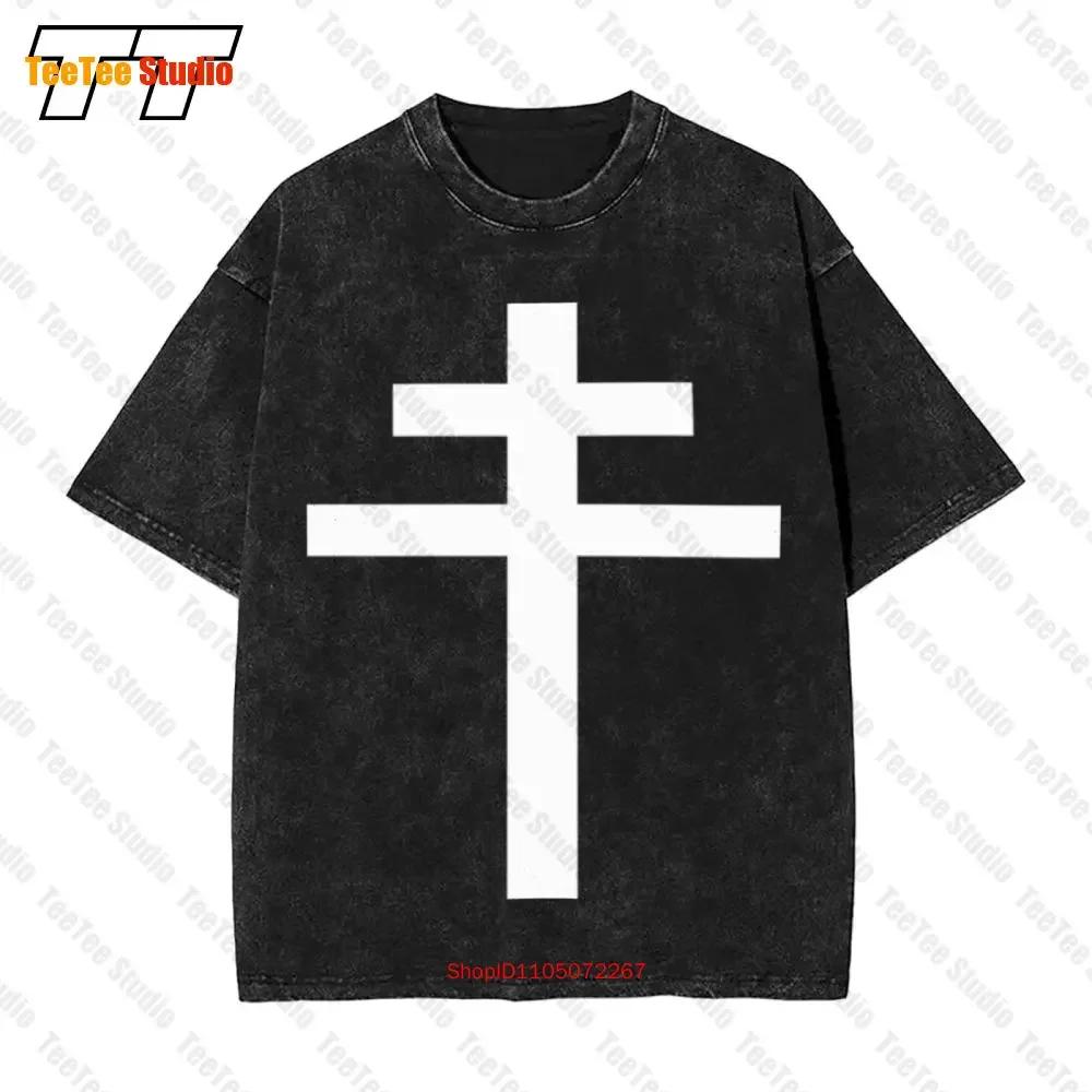 White Cross Lorraine Knights Templar Vintage Oversized TShirt Christian Jesus Black S Xl BOR S