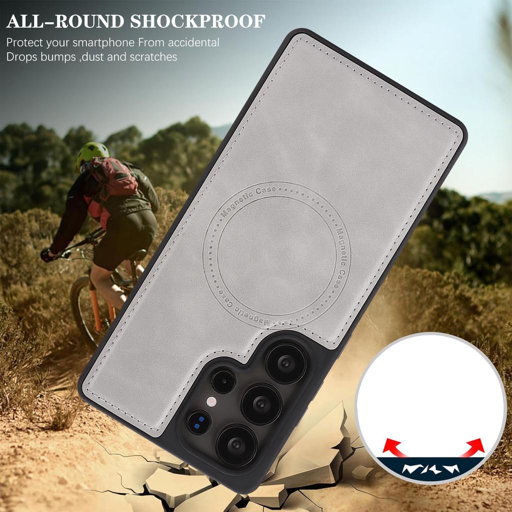 Magnetic Wireless Charging Phone Case for Samsung S24 - 25 Series, 8 - Color Vegan PU Leather, All - Round Shockproof Protection