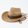 Panama Western Cowboy Ethnic Style Straw Hat Women's Summer Sunscreen Shade Top Hat Seaside Vacation Sun Hat Breathable