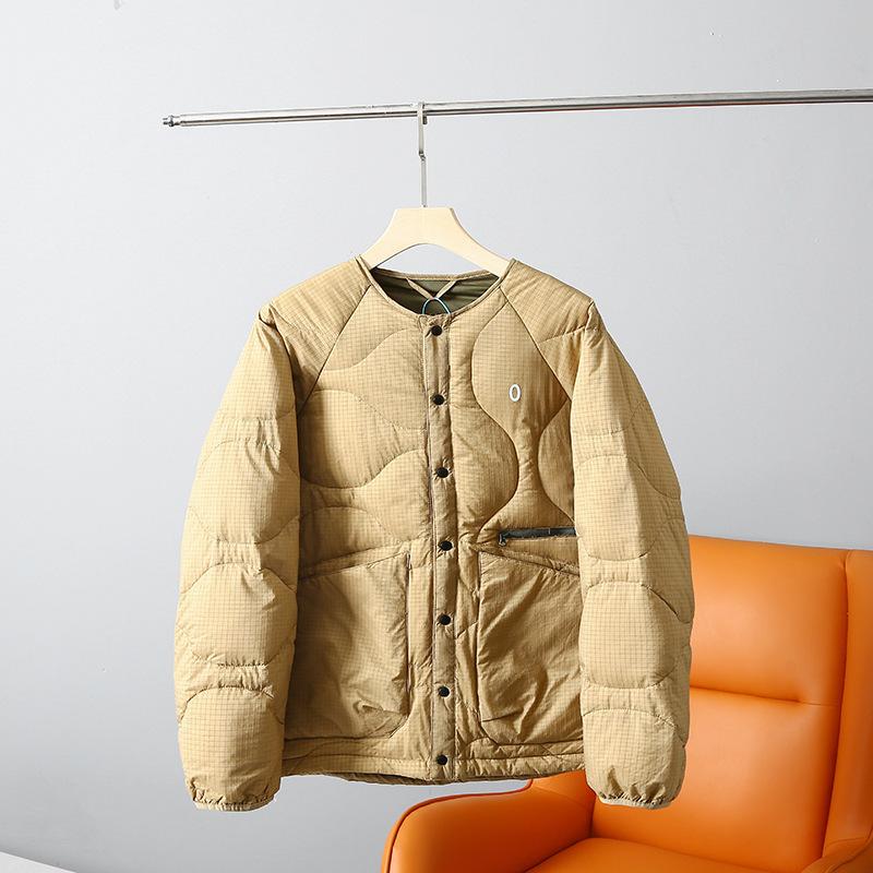 

Зимний пуховик из белого утиного пуха для мужчин и женщин, для улицы, парный, ветрозащитный, водонепроницаемый, спортивный, повседневный, легкий, без воротника, верхняя одежда 180/XL кофейный