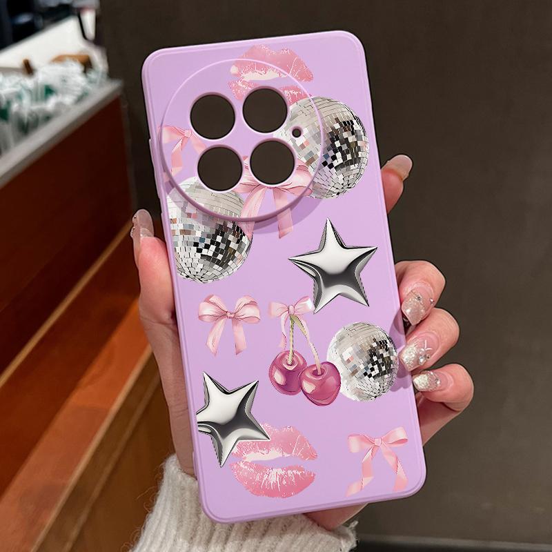Case For OnePlus 15 13 13T 12 Cherry Bowknots Lips Disco Ball Pattern Shockproof Bumper Soft Silicone Cover For Oneplus Nord 5 13R 12R 11R 5G