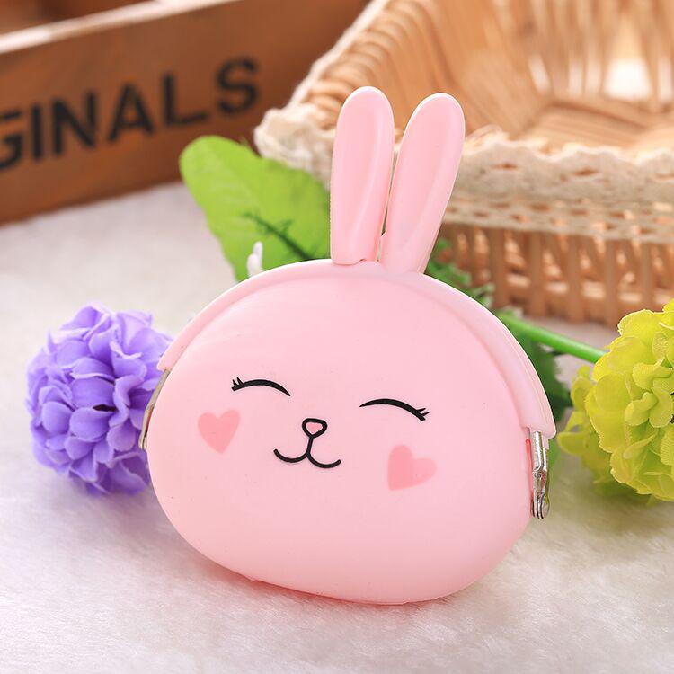 საყვარელი რბილი სილიკონის მონეტის ჩანთა ჩანთა Cartoon Bunny Key Bag Korea Candy ფერი